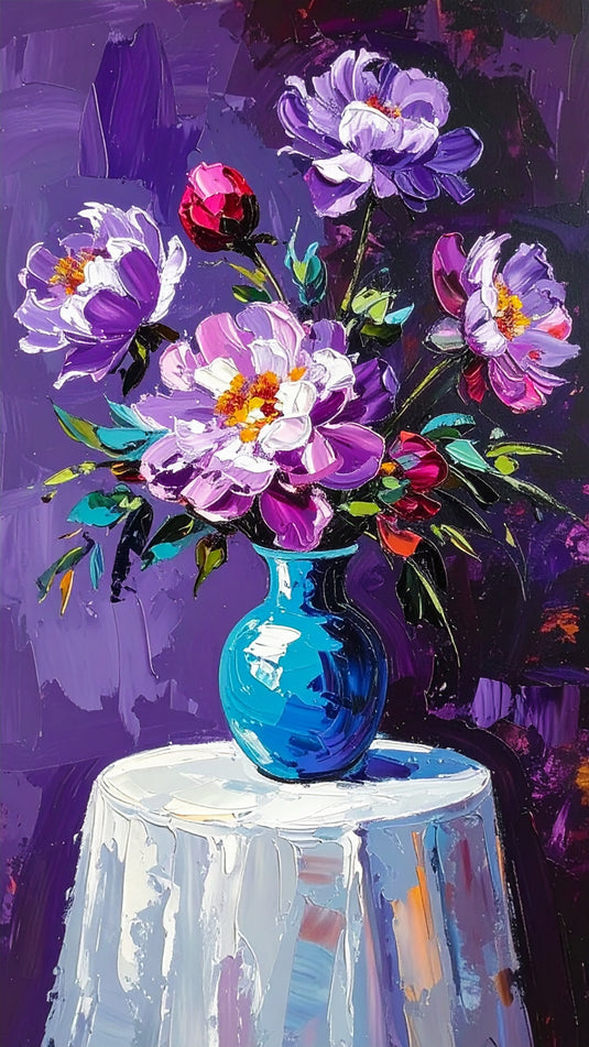 Vibrant Peonies in Teal Vase