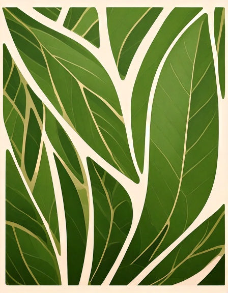 Emerald Serenity: Modern Leaf Abstract