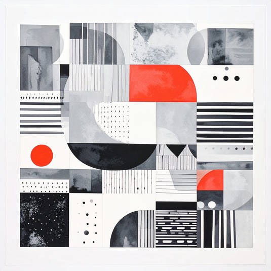 Abstract Geometric Harmony in Red & Grey