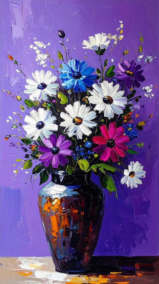 Vibrant Impasto Daisy Bouquet