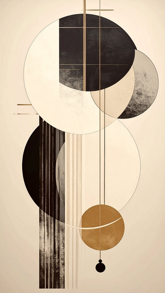 Abstract Harmony: Beige & Black Circles