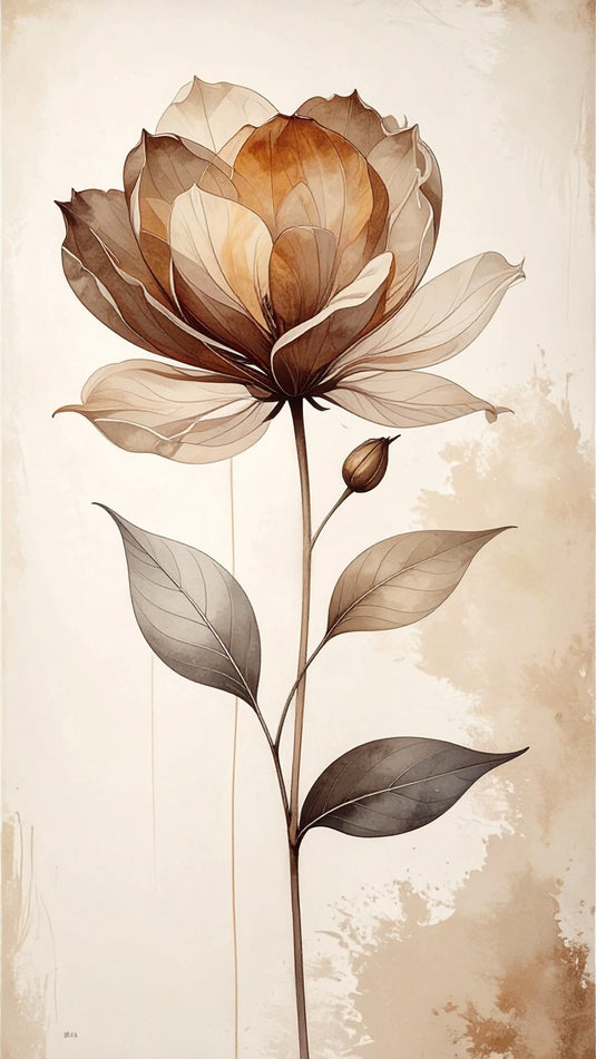 Ethereal Bloom: Sepia Serenity Wall Art