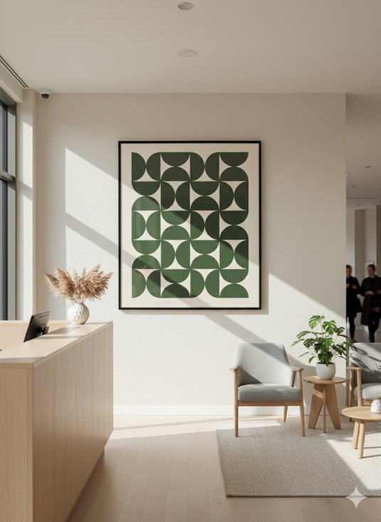 Abstract Green Half-Moon Grid