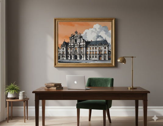 Baroque Grandeur Under Orange Skies