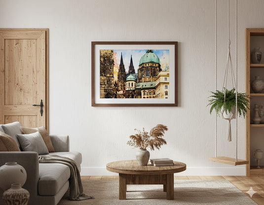 Prague's Gothic Grandeur Watercolor