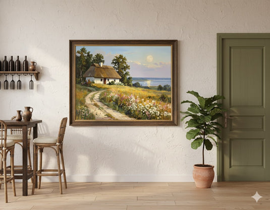 Moonlit Path to the Lakeside Cottage