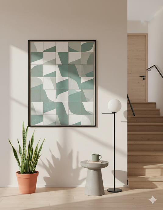 Emerald Wave Abstract Tile Art
