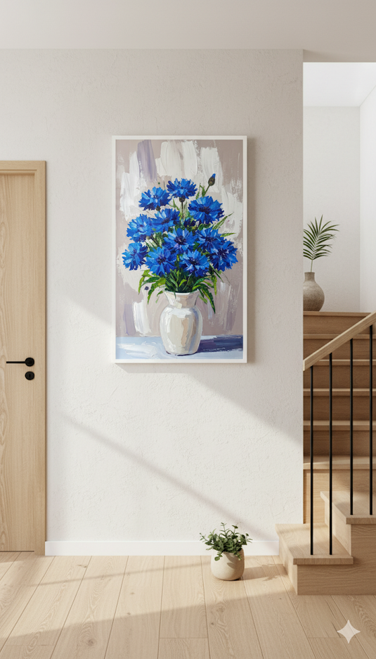 Vibrant Blue Cornflowers in Vase