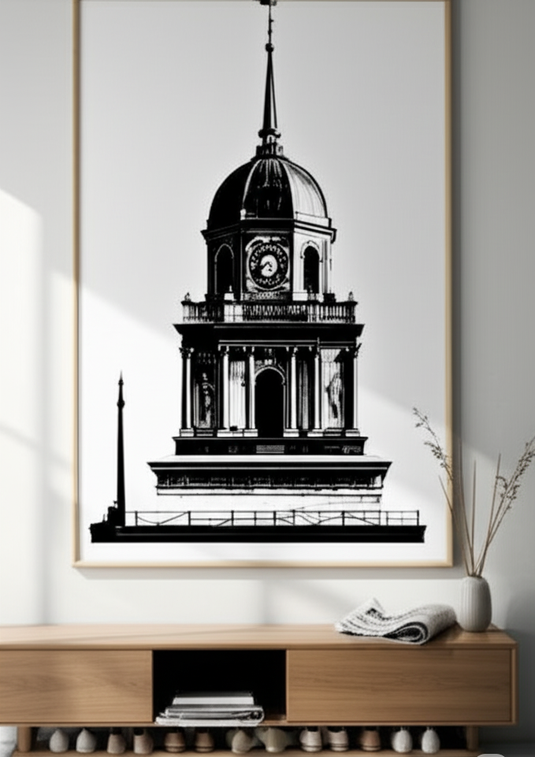 Timeless Spire: Classic Black & White Elegance