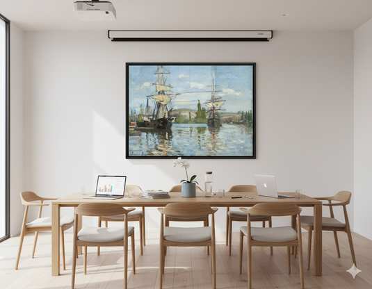 Monet- Ships Reading On The Seine At Rouen, 1873