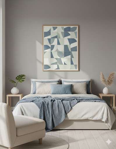 Abstract Geometric Blue & Grey Waves