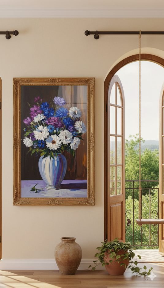 Vibrant Still Life: Bouquet of Blues