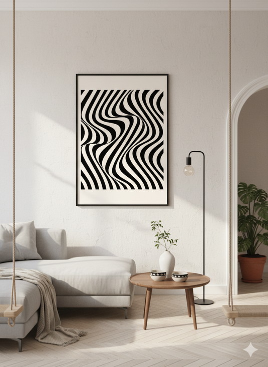 Monochrome Dreamscape Waves