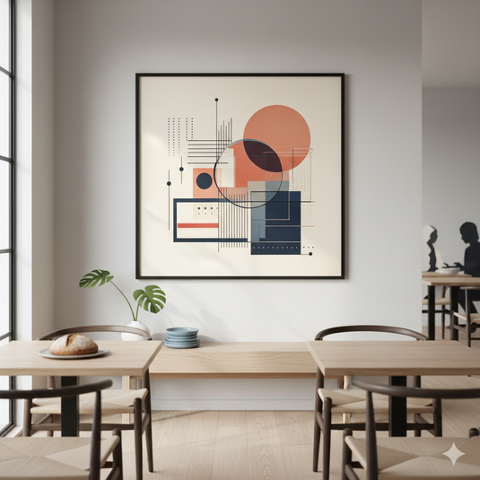 Geometric Harmony in Peach & Blue