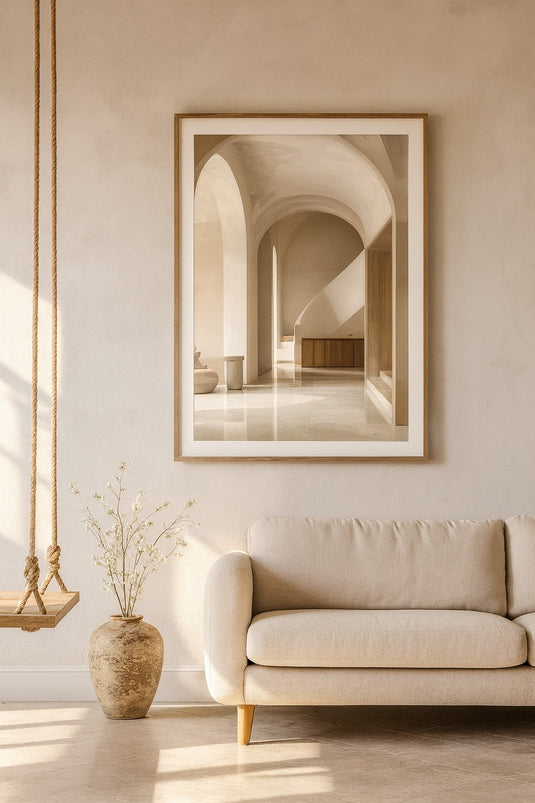 Arched Serenity: Minimalist Hallway