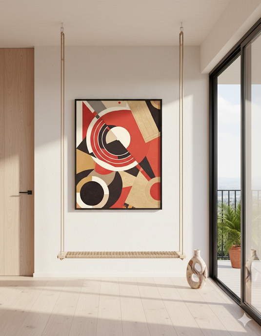 Geometric Harmony in Red and Tan