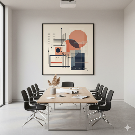 Geometric Harmony in Peach & Blue