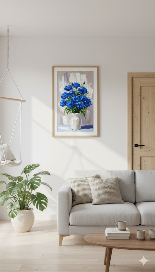 Vibrant Blue Cornflowers in Vase