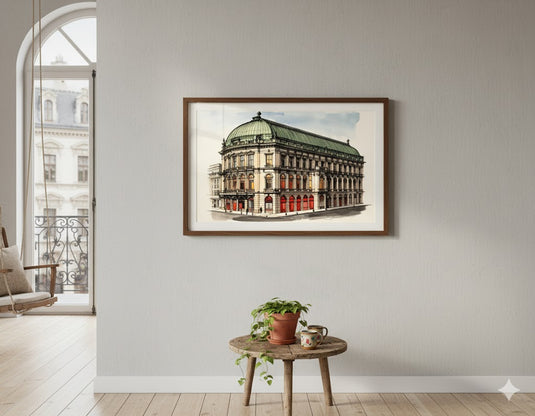 European Boulevard Dome Watercolor