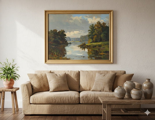 Tranquil Riverbank Light and Reflection