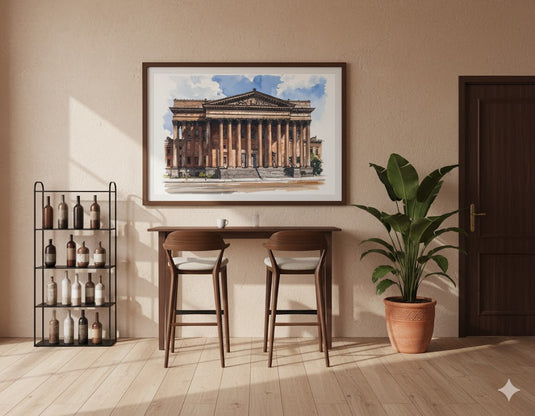 Neoclassical Splendor: Water colour Architectural Study