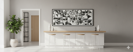 Monochromatic Harmony: Geometric Abstract