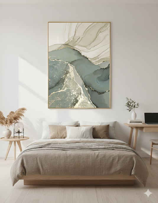 Abstract Serenity: Gold & Teal Flow