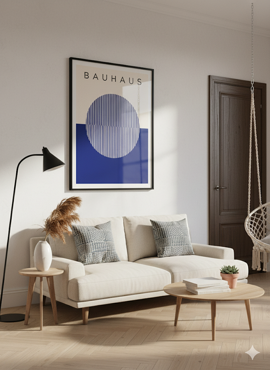 Blue Stripes Bauhaus Circle