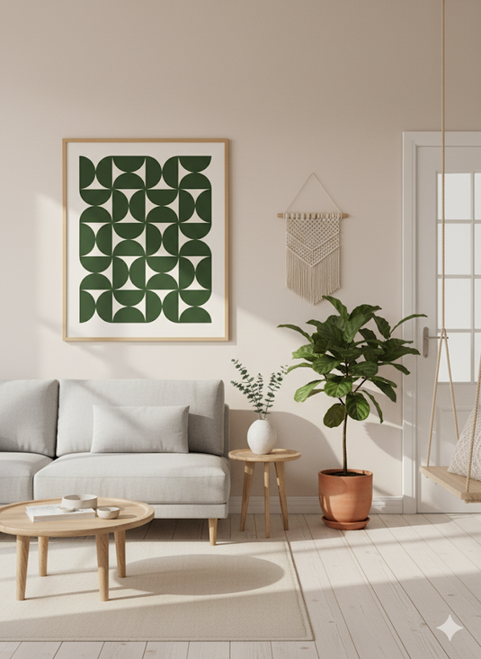 Abstract Green Half-Moon Grid