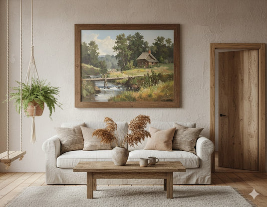 Rustic Cabin by the Rushing Stream