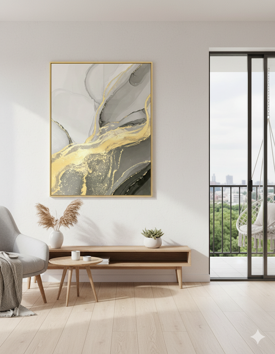 Golden Embrace: Abstract Marble Flow