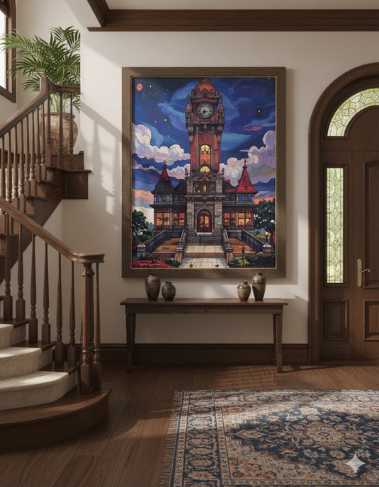 Mystical Clock Tower Under Twilight Skies