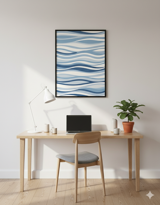 Serene Blue Waves Abstract Art