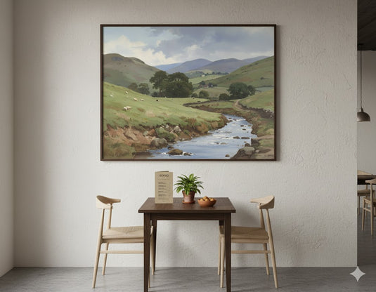 Lush Valley Stream, Sheep Grazing