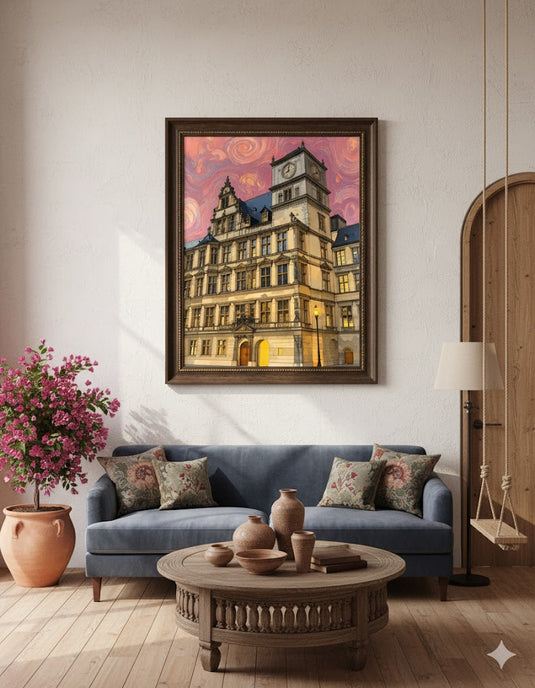 Timeless Architecture Under Swirling Skies