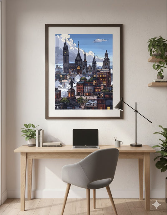 Twilight Cityscape in Comic Book Style