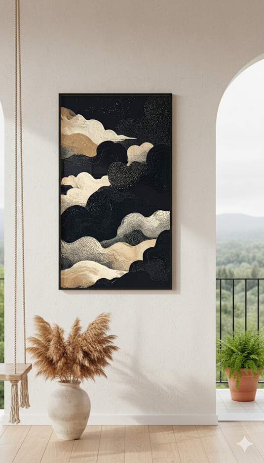 Celestial Clouds in Midnight Gold