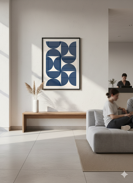 Bauhaus Abstract in Indigo