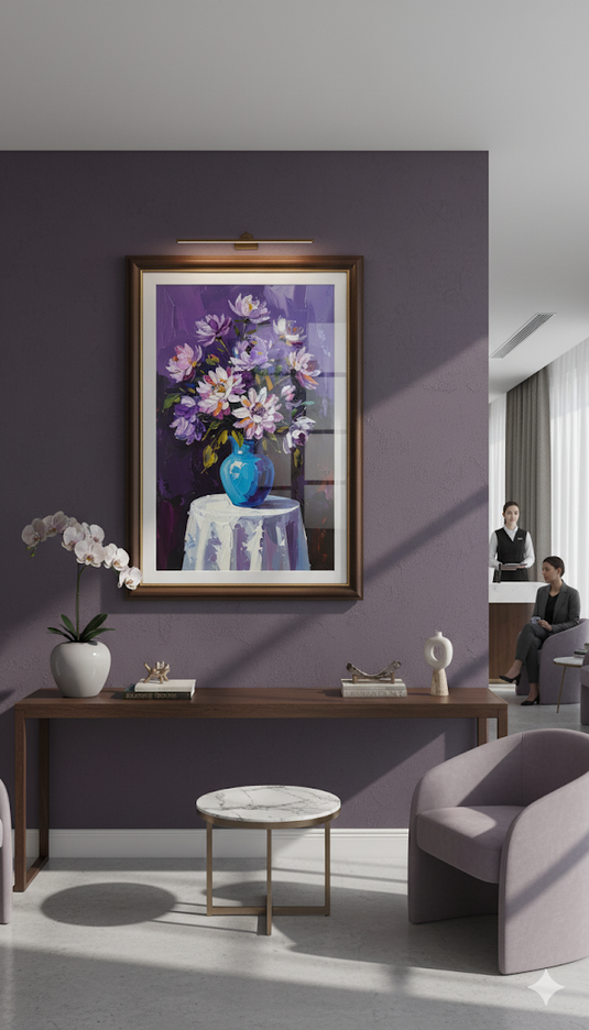 Vibrant Lilac Blooms in Azure Vase