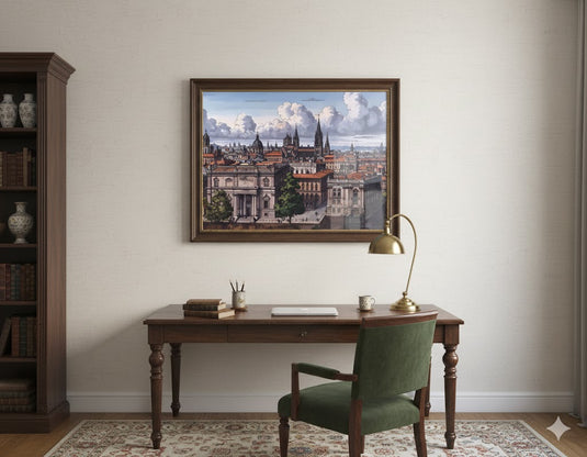 European Rooftops Under Dramatic Skies