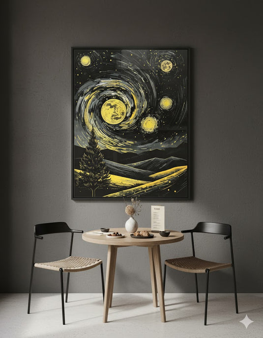 Golden Swirls Under a Midnight Sky