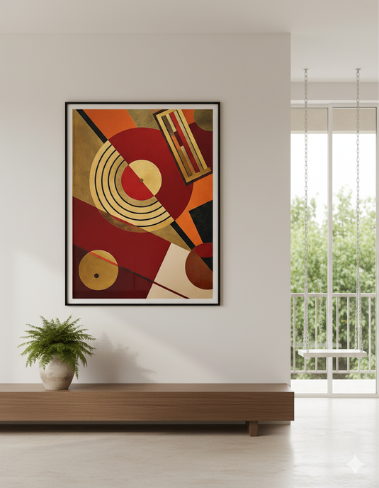 Geometric Rhythms in Ruby & Gold