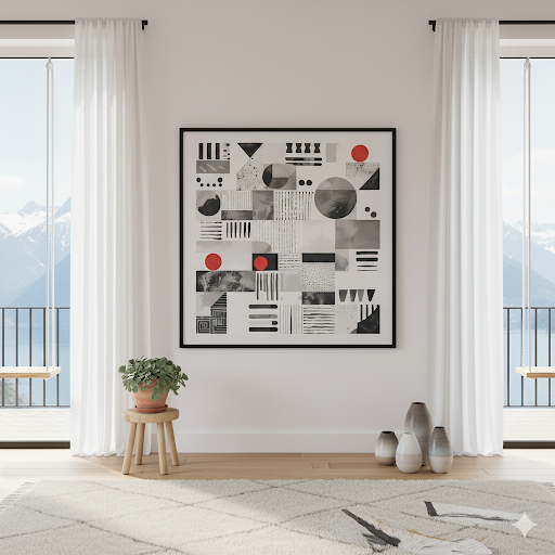 Crimson Orbit: Abstract Monochromatic Harmony