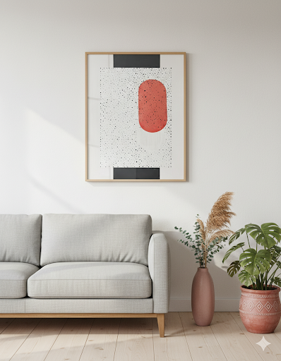 Red Abstract Minimalist Dot Pattern