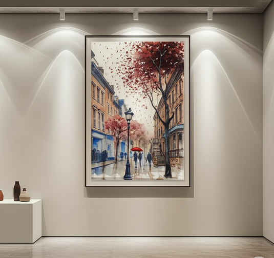 Autumn City Stroll Watercolor