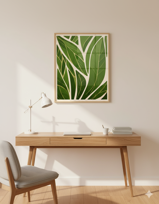 Emerald Serenity: Modern Leaf Abstract