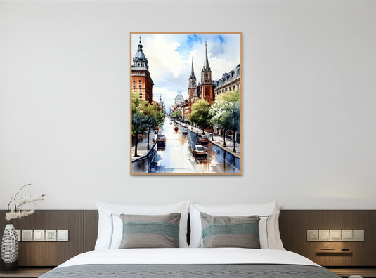 Urban Charm: Watercolor Cityscape