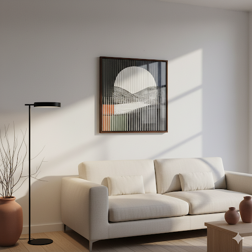 Minimalist Moonrise Over Wavy Horizon