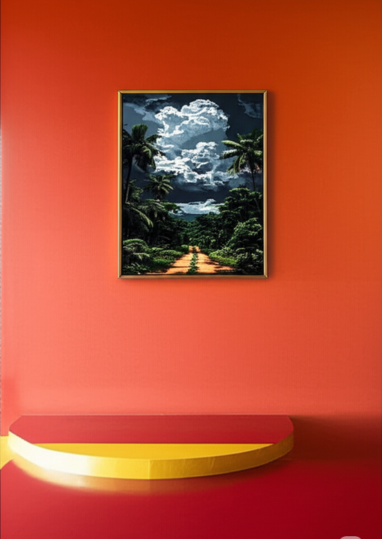 Tropical Path Under Stormy Skies