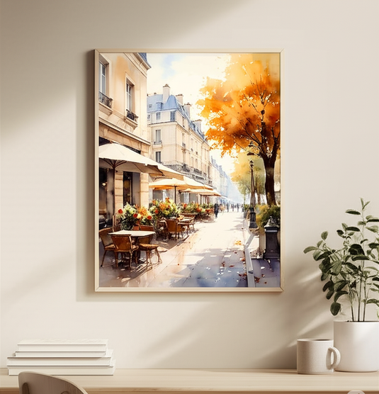 Autumn Café in Parisian Hues